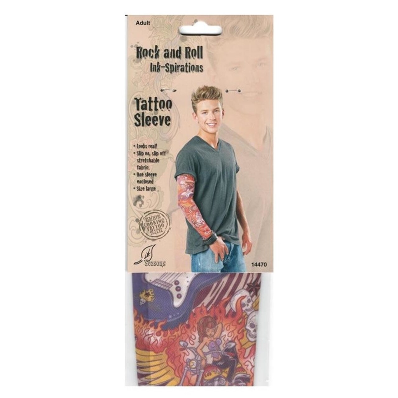 Seasons Rock And Roll Tattoo Sleeve Ink Design Realistic Guitar Motorcycle